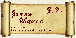 Zoran Ubavić vizit kartica
